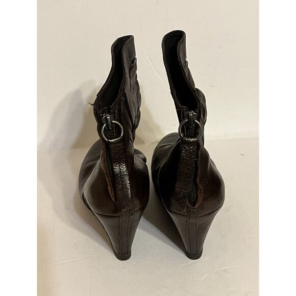 ASH •38/ US 7.5• Hidden Wedge Ankle Boots Rear Zip Brown Leather - Picture 2 of 6